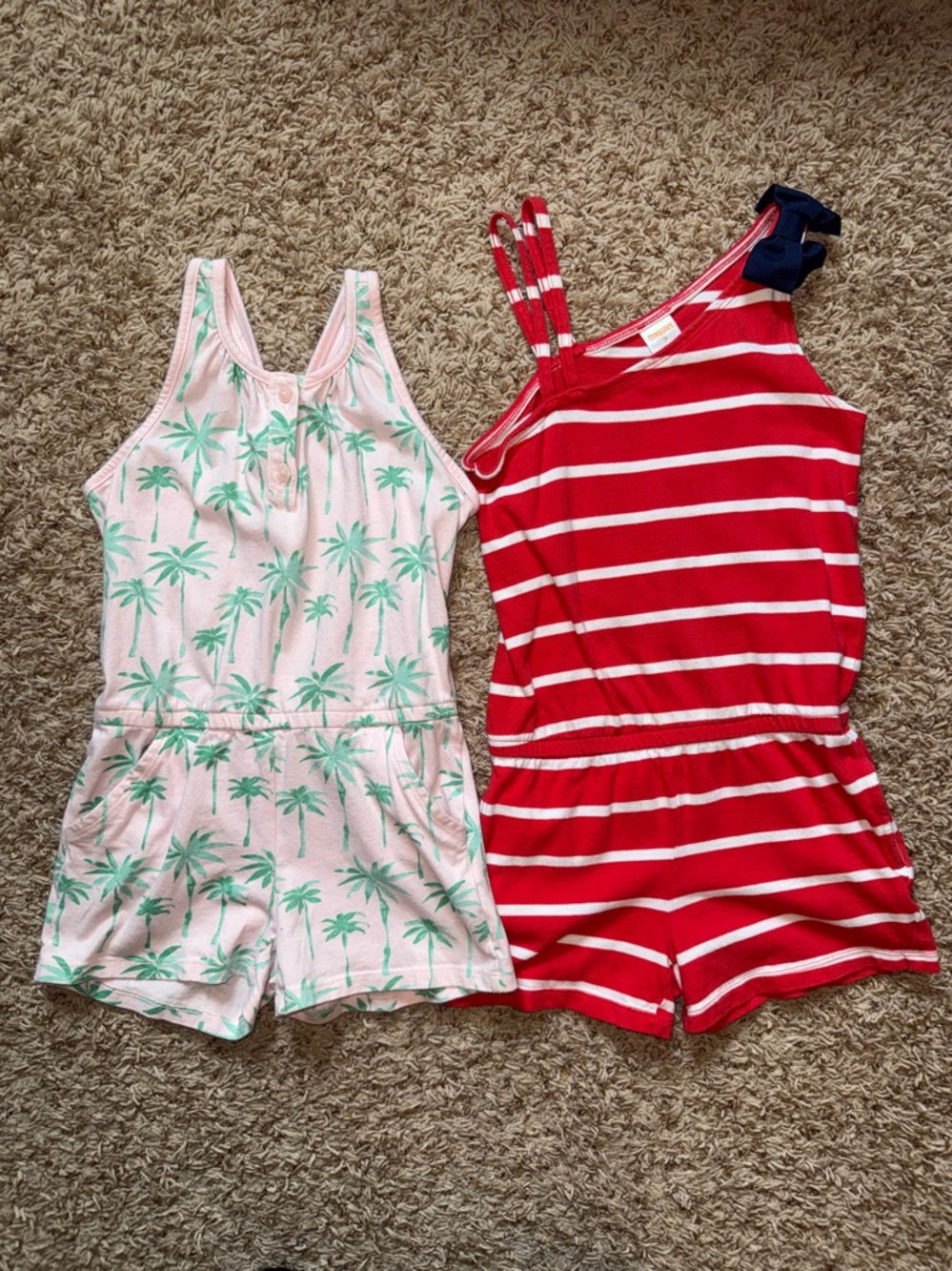 Size 7 girls bundle of 2 sleeveless rompers from Gymboree.